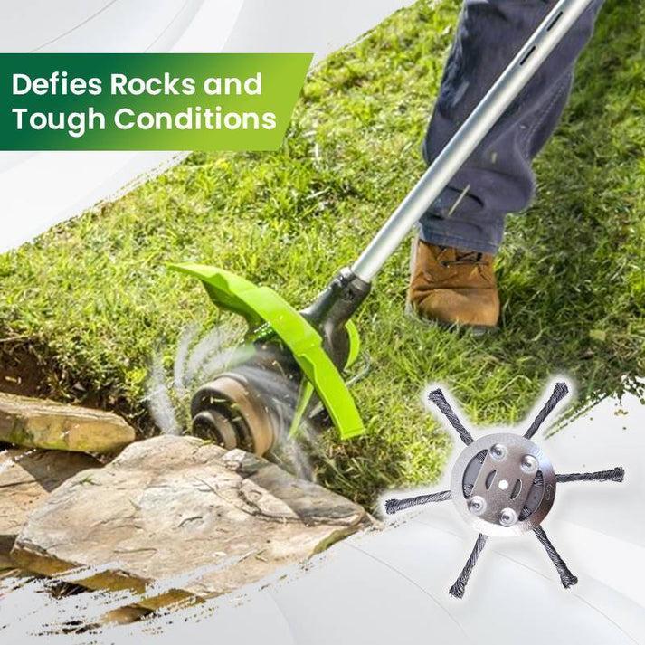 🔥Last Day Promotion👨‍🌾6-Inch Steel Wire Brush Cutter Head – Heavy-Duty Rotary Weed Trimmer Attachment for Cordless Electric String Trimmers (5mm Bore) | Ideal for Moss, Rust, and Weed Removal