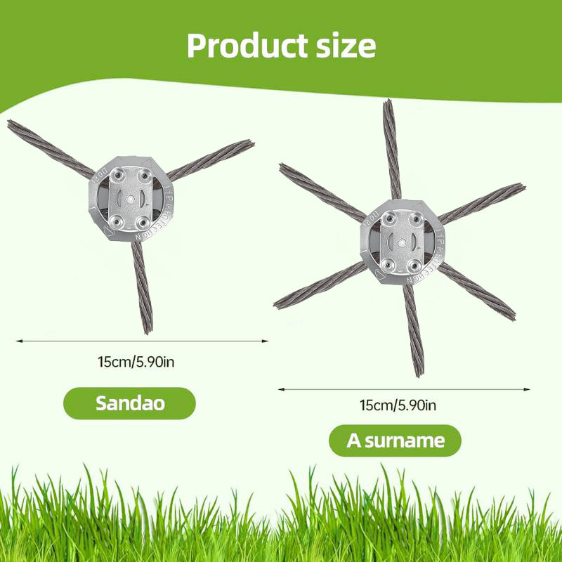 🔥Last Day Promotion👨‍🌾6-Inch Steel Wire Brush Cutter Head – Heavy-Duty Rotary Weed Trimmer Attachment for Cordless Electric String Trimmers (5mm Bore) | Ideal for Moss, Rust, and Weed Removal