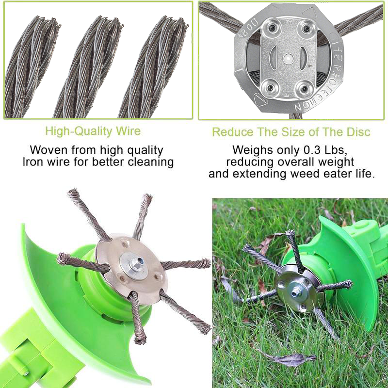 🔥Last Day Promotion👨‍🌾6-Inch Steel Wire Brush Cutter Head – Heavy-Duty Rotary Weed Trimmer Attachment for Cordless Electric String Trimmers (5mm Bore) | Ideal for Moss, Rust, and Weed Removal